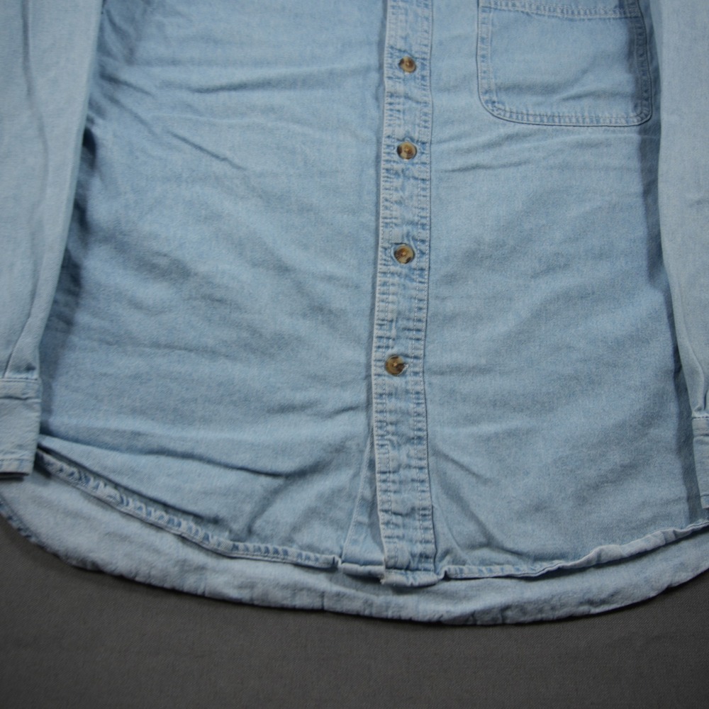 Alaska Wildlife Chambray Denim Embroidered Denim Men L Shirt VTG Cabin Nature - Picture 10 of 15